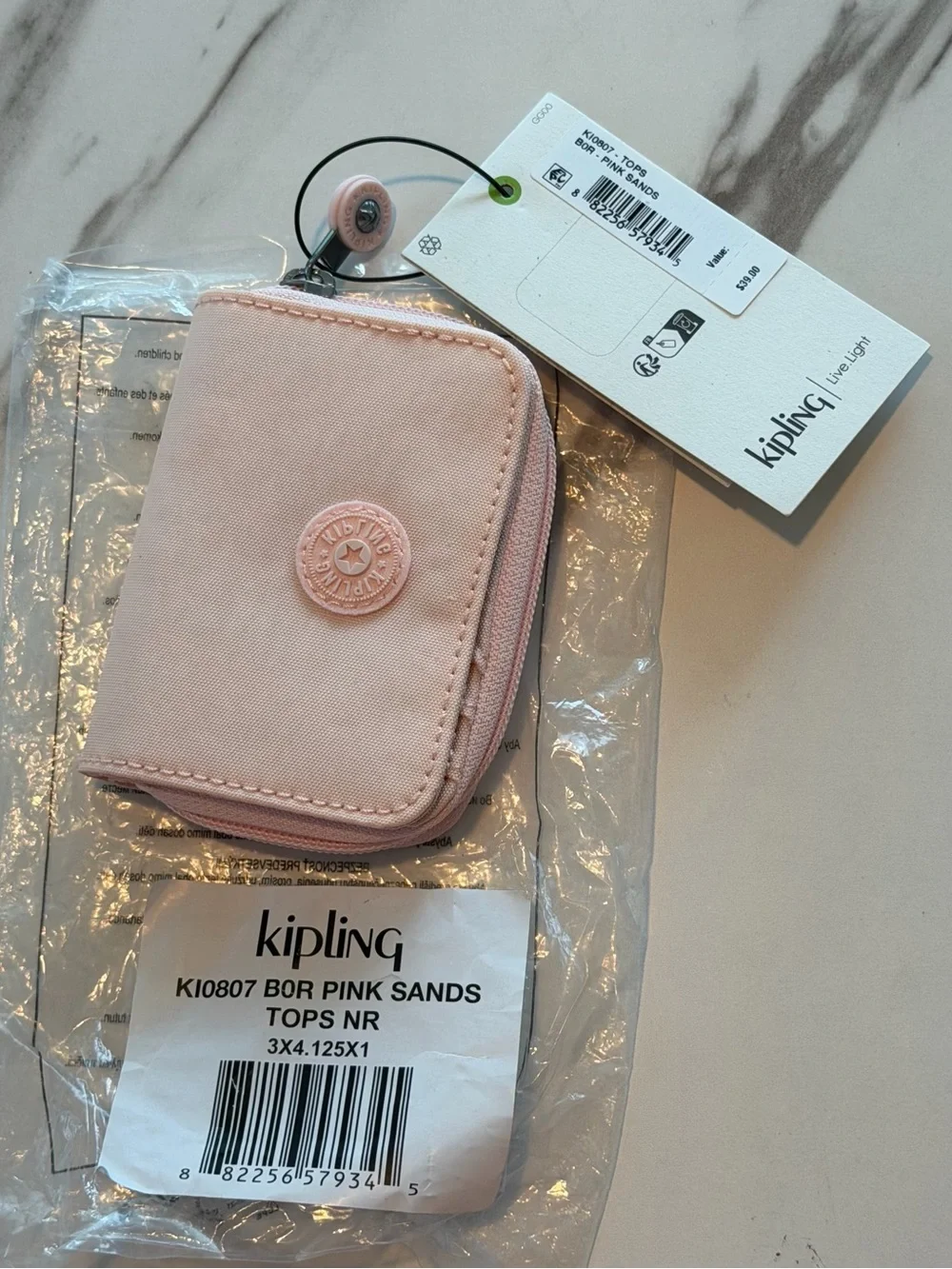 Kipling Tops Pink Sands Zip Wallet